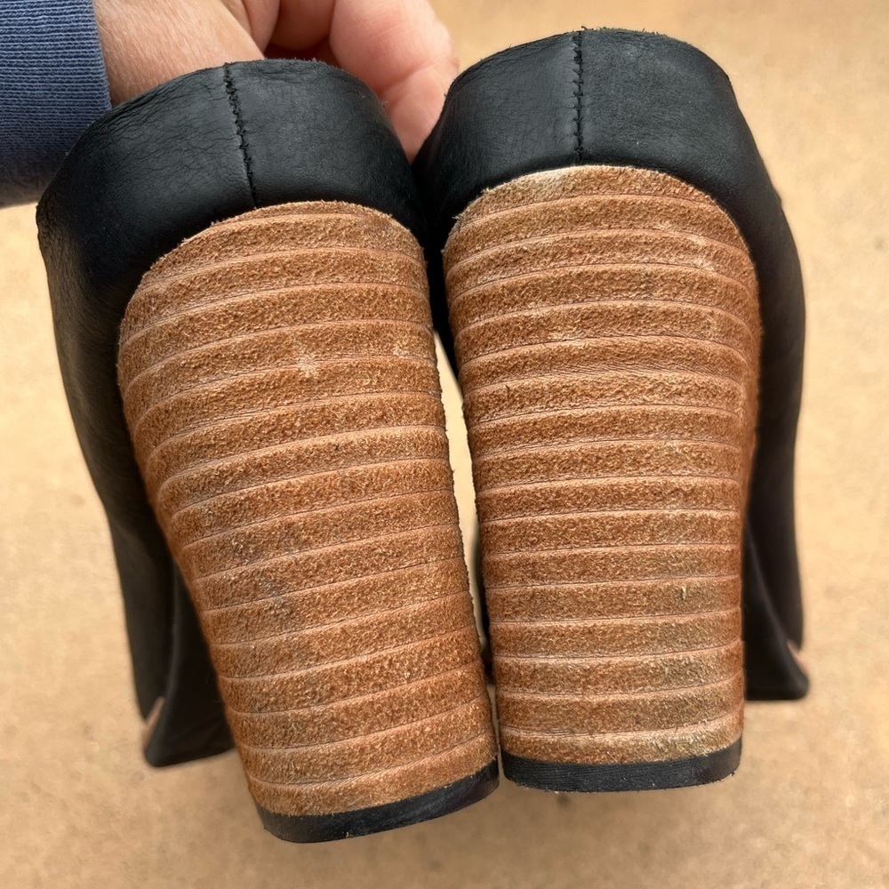Kork Ease Challis Clog Mule Black Leather Slip On Bootie Block Heel Size 11 - Picture 9 of 11